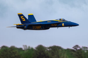 Blue Angels 2026 #5 Lcdr Connor O'Donnell (Lead Solo) Departing the runway performing a high speed worm burner Boeing FA-18 Super Hornet Naval Air Station Meridian Mississippi Airport code(s) NMM, KNMM Photo Date: 3-28-2026