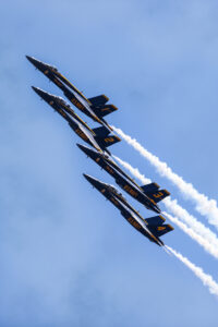 Blue Angels 2026 #1. Capt. Adam Bryan (Commanding Officer) #2. Lt. Cam Schneider (Right Wing) #3. Lt. Chris Houben (Left Wing) #4. Lt. Col. Brandon Wilkins (Slot) Performing the Diamond 360 Boeing FA-18 Super Hornet Naval Air Station Meridian Mississippi Airport code(s) NMM, KNMM Photo Date: 3-28-2026