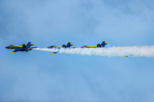 Blue Angels 2026 #1. Capt. Adam Bryan (Commanding Officer) #2. Lt. Cam Schneider (Right Wing) #3. Lt. Chris Houben (Left Wing) #4. Lt. Col. Brandon Wilkins (Slot) Performing the Echelon Parade Boeing FA-18 Super Hornet Naval Air Station Meridian Mississippi Airport code(s) NMM, KNMM Photo Date: 3-28-2026