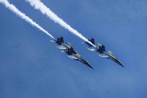 Blue Angels 2026 #1. Capt. Adam Bryan (Commanding Officer) #2. Lt. Cam Schneider (Right Wing) #3. Lt. Chris Houben (Left Wing) #4. Lt. Col. Brandon Wilkins (Slot) Performing the Changeover Roll Boeing FA-18 Super Hornet Naval Air Station Meridian Mississippi Airport code(s) NMM, KNMM Photo Date: 3-28-2026