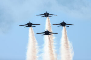 Blue Angels 2026 #1. Capt. Adam Bryan (Commanding Officer) #2. Lt. Cam Schneider (Right Wing) #3. Lt. Chris Houben (Left Wing) #4. Lt. Col. Brandon Wilkins (Slot) Performing Boeing FA-18 Super Hornet Naval Air Station Meridian Mississippi Airport code(s) NMM, KNMM Photo Date: 3-28-2026